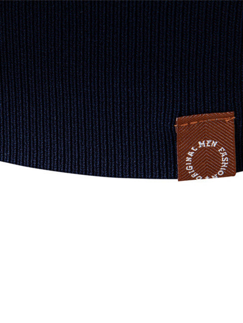 Long Sleeved Knitted Stripe Jacquard Polo Shirt & Slim Fit Tapered Trousers