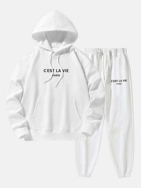 Paris Print Cotton Blend Hoodie & Jogger Pants