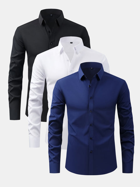 3 Pieces Long Sleeve Button Up Dress Shirt