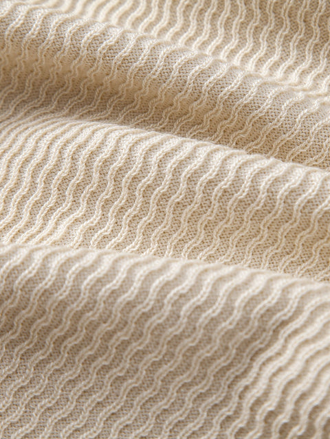 Wave Jacquard Knit V Neck Polo Shirt & Slim Fit Tapered Trousers