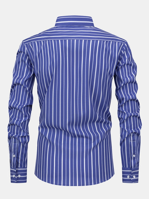 Long Sleeve Stripe Button Up Shirt & Slim Fit Tapered Trousers