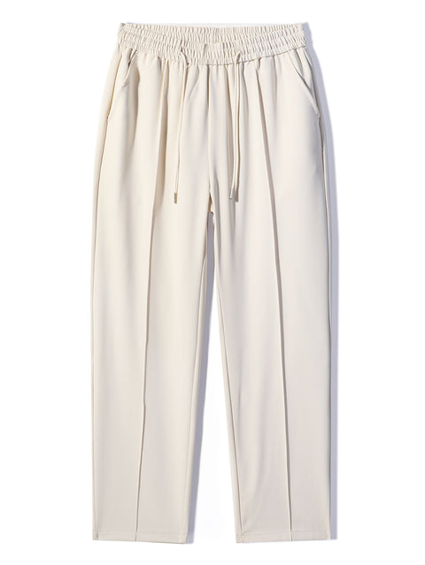 Relax Fit Long Sleeve 2 In 1 Waffle T-Shirt & Single Pleat Drawstring Straight Leg Pants