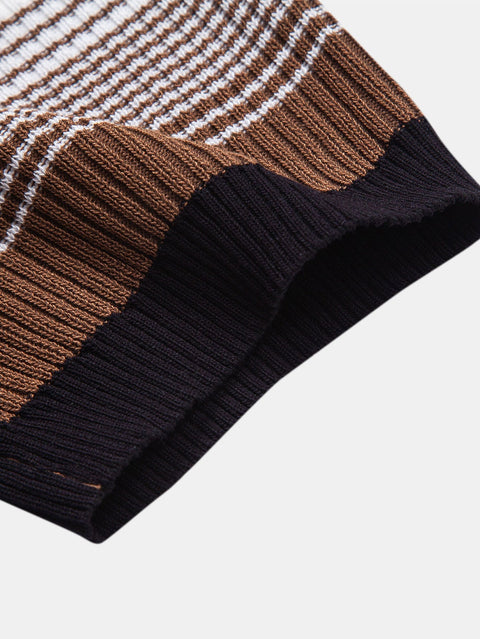 Striped Gradient Knitted Polo Shirt & Slim Fit Tapered Trousers