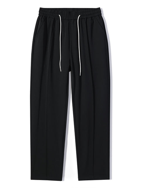 Relax Fit Long Sleeve 2 In 1 Waffle T-Shirt & Single Pleat Drawstring Straight Leg Pants