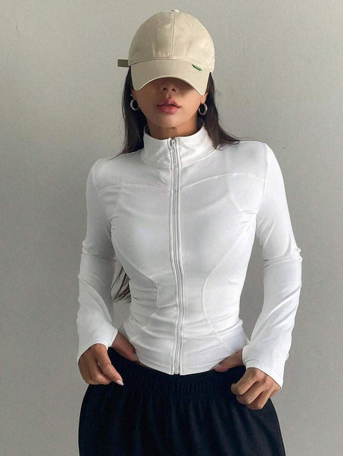 Women's Zipper Closure Slim Fit Jacket