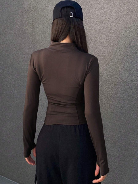 Women's Zipper Closure Slim Fit Jacket