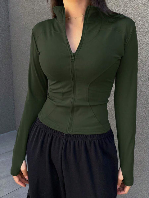 Women's Zipper Closure Slim Fit Jacket