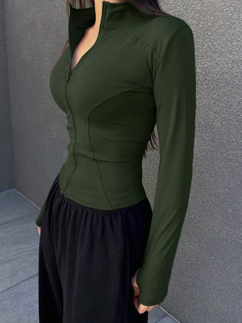 Women's Zipper Closure Slim Fit Jacket