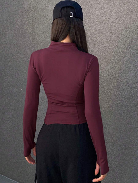 Women's Zipper Closure Slim Fit Jacket