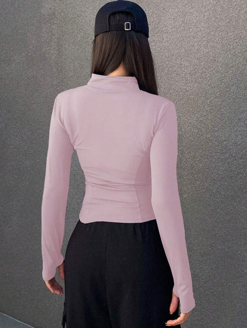 Women's Zipper Closure Slim Fit Jacket