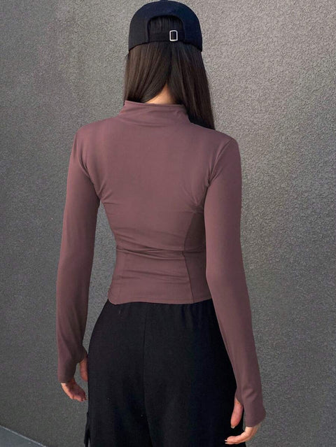 Women's Zipper Closure Slim Fit Jacket