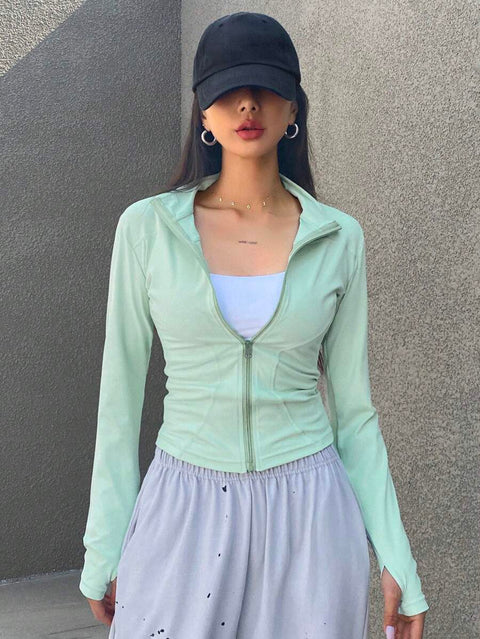 Women's Zipper Closure Slim Fit Jacket