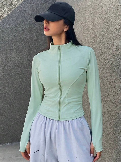 Women's Zipper Closure Slim Fit Jacket