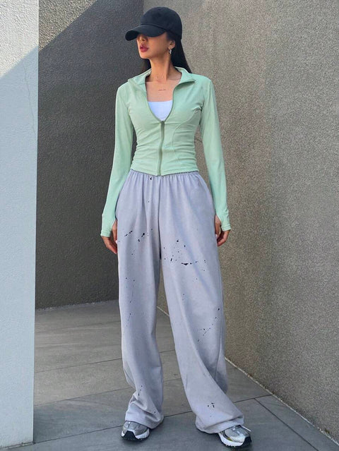 Women's Zipper Closure Slim Fit Jacket