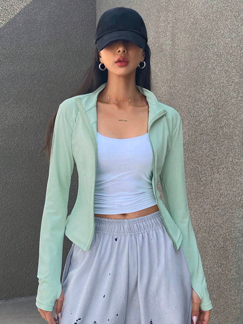 Women's Zipper Closure Slim Fit Jacket