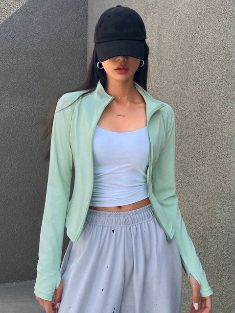 Women's Zipper Closure Slim Fit Jacket