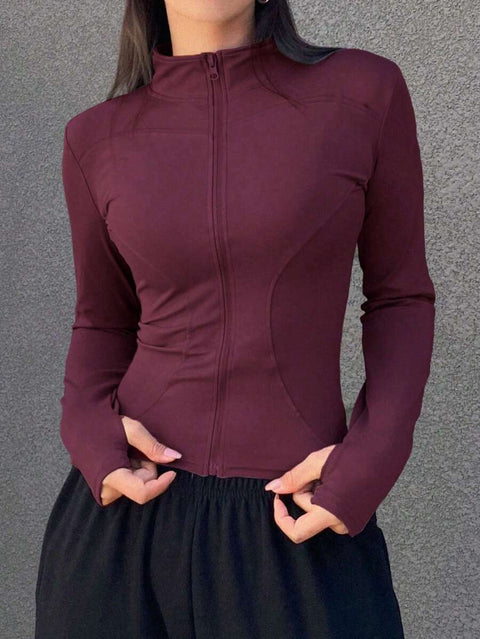 Women's Zipper Closure Slim Fit Jacket
