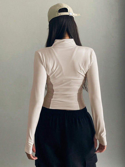 Women's Zipper Closure Slim Fit Jacket