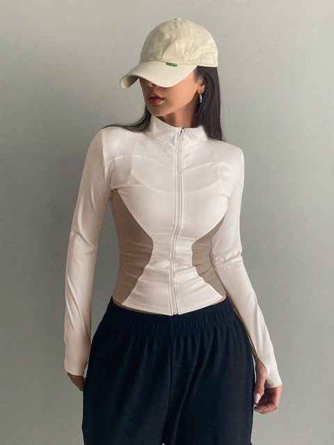 Women's Zipper Closure Slim Fit Jacket