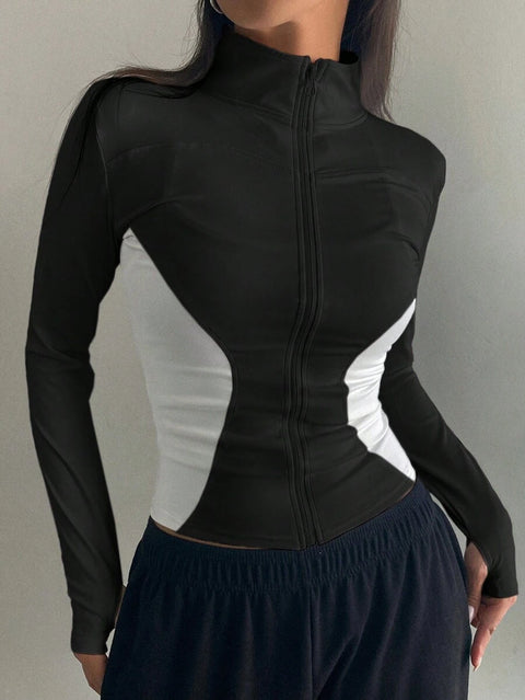 Women's Zipper Closure Slim Fit Jacket
