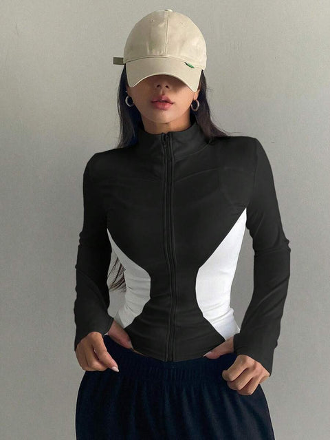 Women's Zipper Closure Slim Fit Jacket