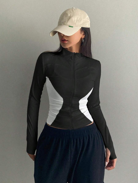 Women's Zipper Closure Slim Fit Jacket