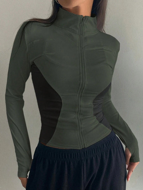 Women's Zipper Closure Slim Fit Jacket