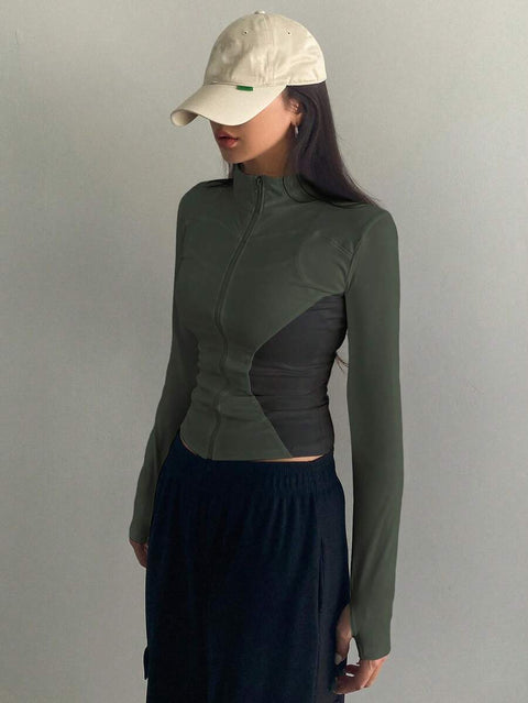 Women's Zipper Closure Slim Fit Jacket