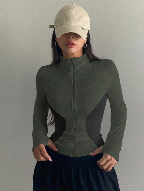 Women's Zipper Closure Slim Fit Jacket