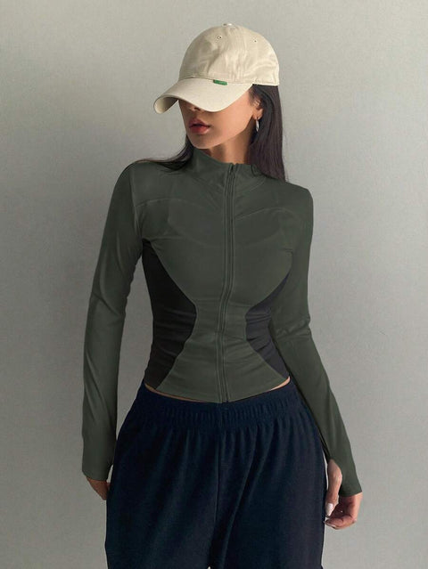 Women's Zipper Closure Slim Fit Jacket