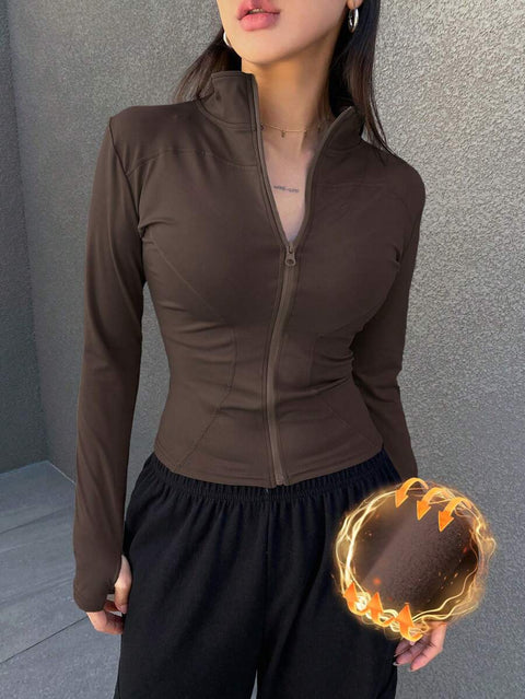 Women's Zipper Closure Slim Fit Jacket