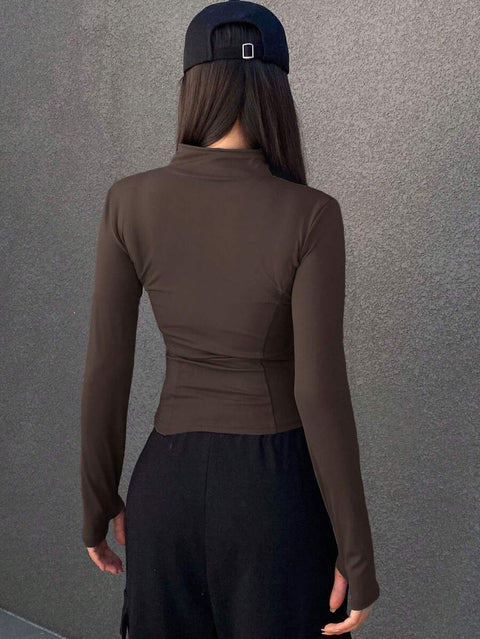 Women's Zipper Closure Slim Fit Jacket