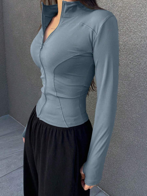 Women's Zipper Closure Slim Fit Jacket