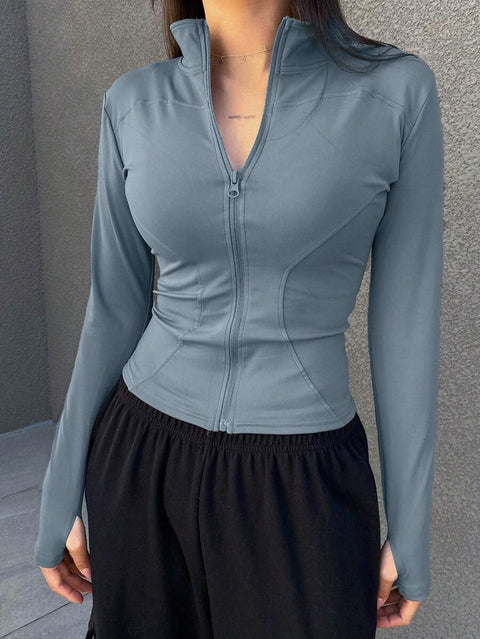 Women's Zipper Closure Slim Fit Jacket