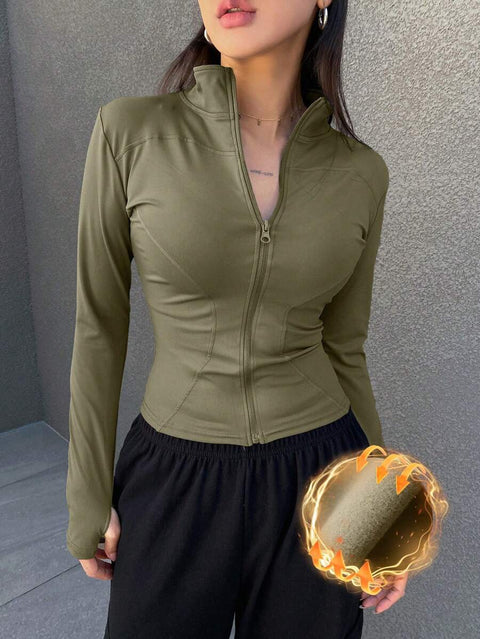 Women's Zipper Closure Slim Fit Jacket