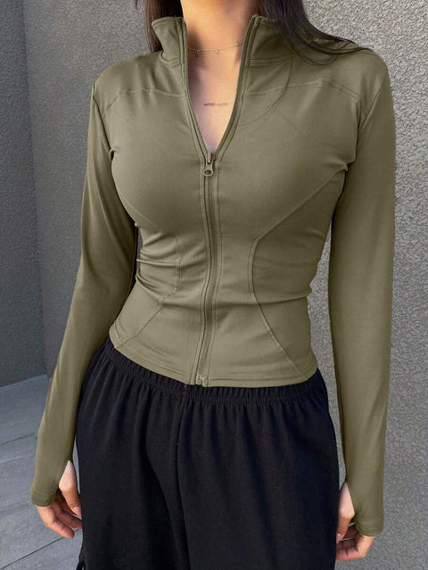 Women's Zipper Closure Slim Fit Jacket