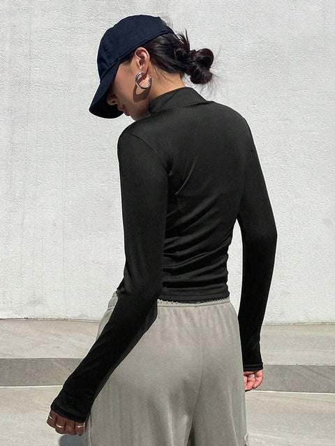 Women's Zipper Closure Slim Fit Jacket