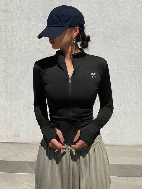 Women's Zipper Closure Slim Fit Jacket