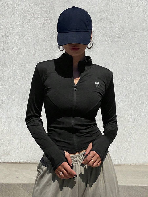 Women's Zipper Closure Slim Fit Jacket