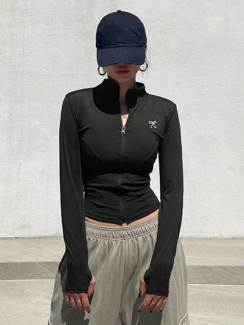 Women's Zipper Closure Slim Fit Jacket