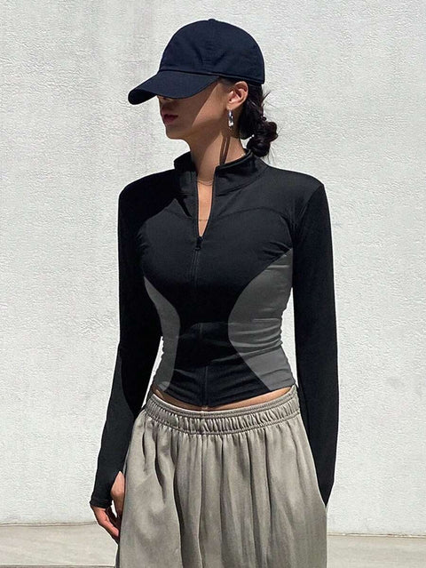 Women's Zipper Closure Slim Fit Jacket