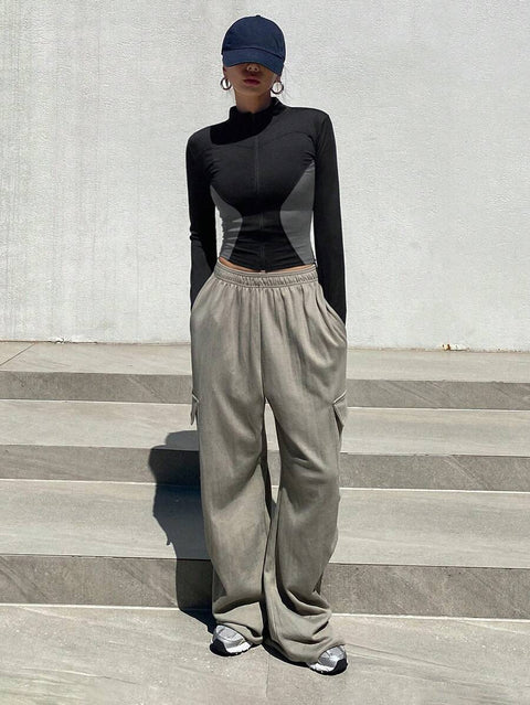 Women's Zipper Closure Slim Fit Jacket