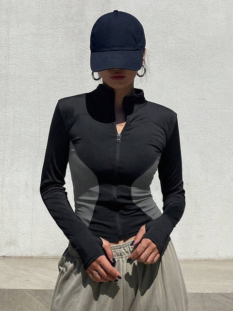 Women's Zipper Closure Slim Fit Jacket