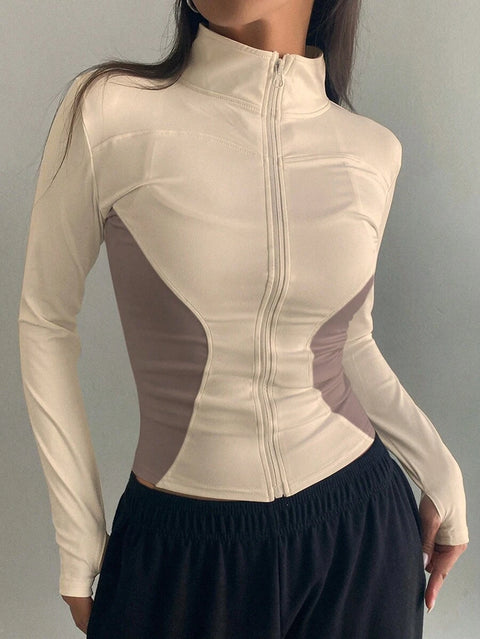 Women's Zipper Closure Slim Fit Jacket