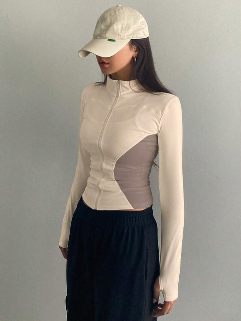 Women's Zipper Closure Slim Fit Jacket