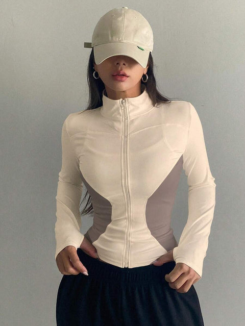 Women's Zipper Closure Slim Fit Jacket
