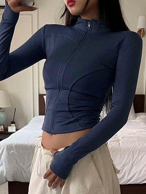 Women's Zipper Closure Slim Fit Jacket