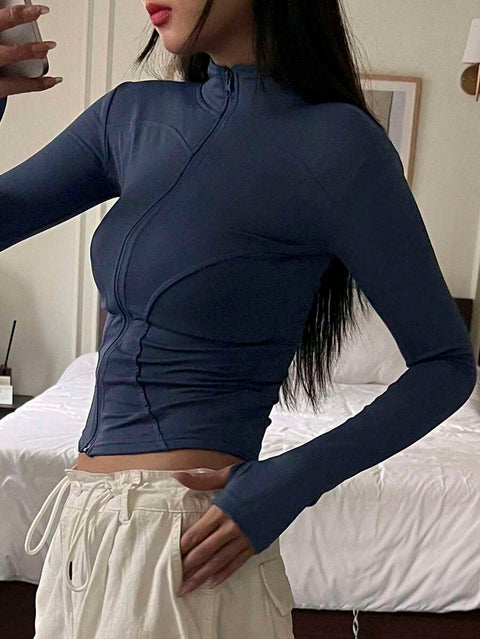 Women's Zipper Closure Slim Fit Jacket