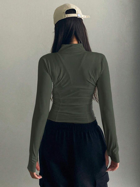 Women's Zipper Closure Slim Fit Jacket