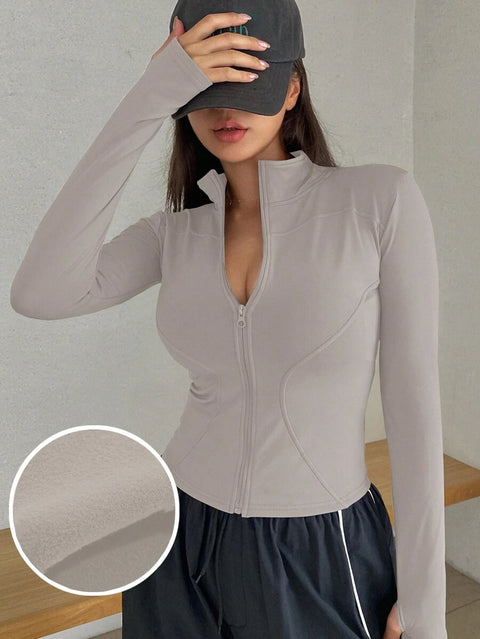 Women's Zipper Closure Slim Fit Jacket